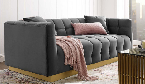 人間工学的の居間のための設計によってカスタマイズされる灰色のビロードのラウンジのソファー