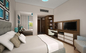 ISO18001クルミ色のホテルの客室の家具の堅材の事務机の現代様式