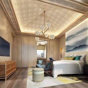 現代木製のホテルの寝室の家具はビロードの家具製造販売業を置く