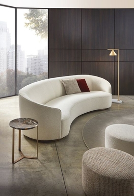 ISO18001標準的なホテルの部屋のソファーは房状の白いソファー2200*900*800mmを曲げた